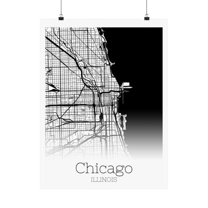 Chicago Illinois City Map Matte Vertical Posters