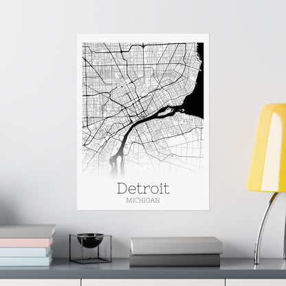 Detroit Michigan City Map Matte Vertical Posters