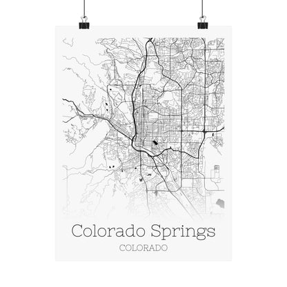 Colorado Springs Colorado City Map Matte Vertical Posters