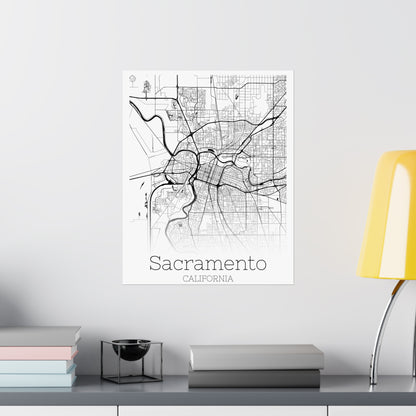 Sacramento California City Map Matte Vertical Posters