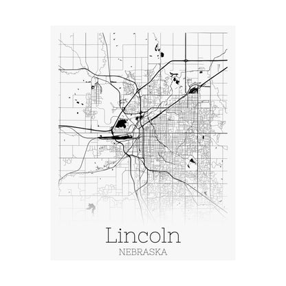 Lincoln Nebraska City Map Matte Vertical Posters