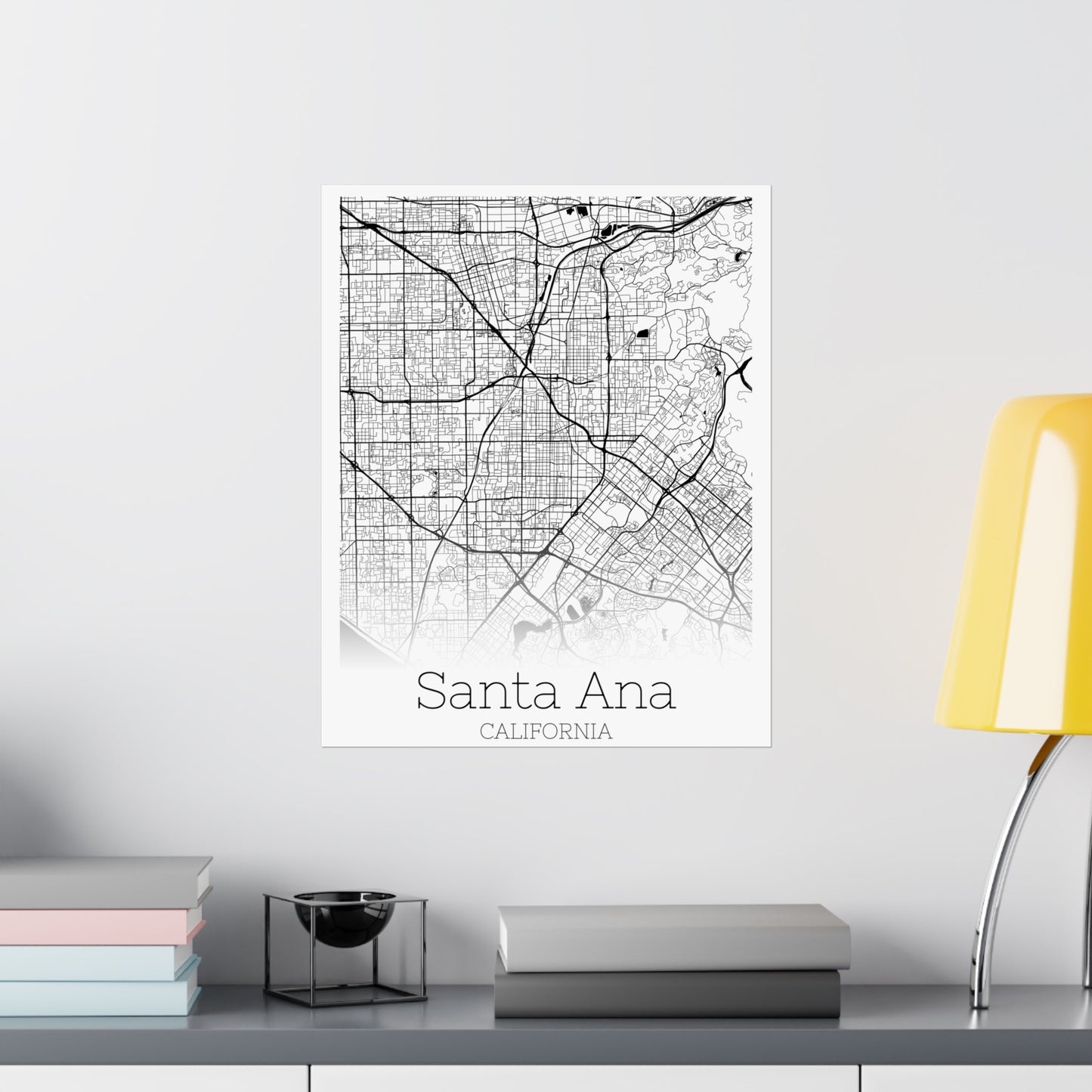 Santa Ana California City Map Matte Vertical Posters