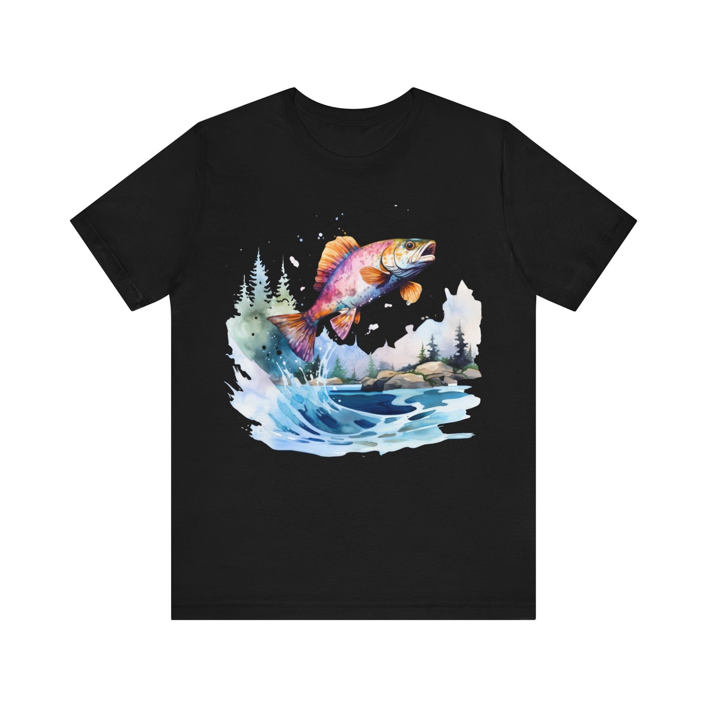 Fish Jumping View of Shore T-Shirt, Fishing, Fish Design, Colorful Fish T-Shirt