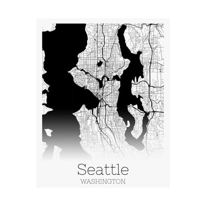 Seattle Washington City Map Matte Vertical Posters