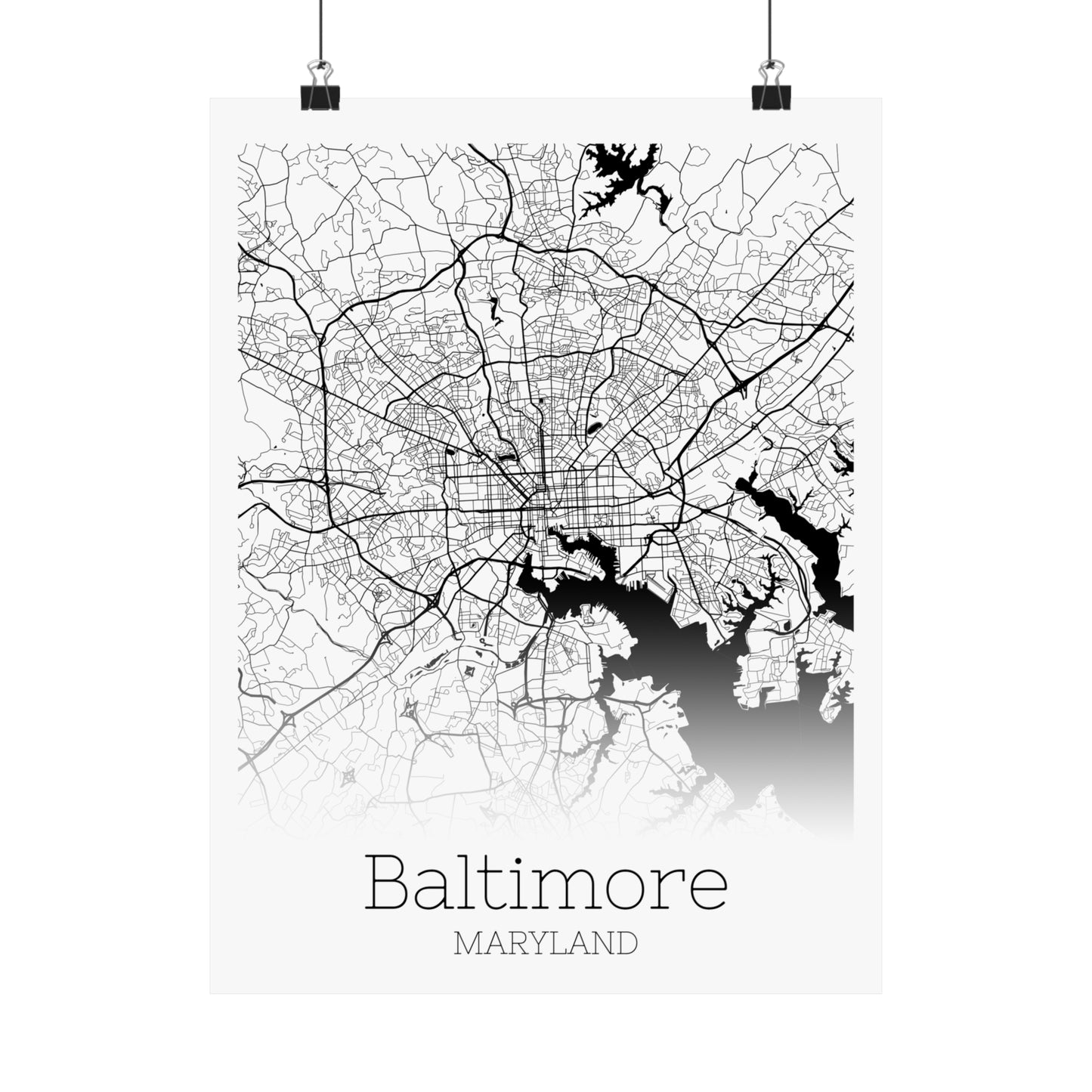 Baltimore Maryland City Map Matte Vertical Posters