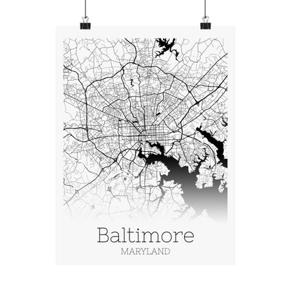 Baltimore Maryland City Map Matte Vertical Posters