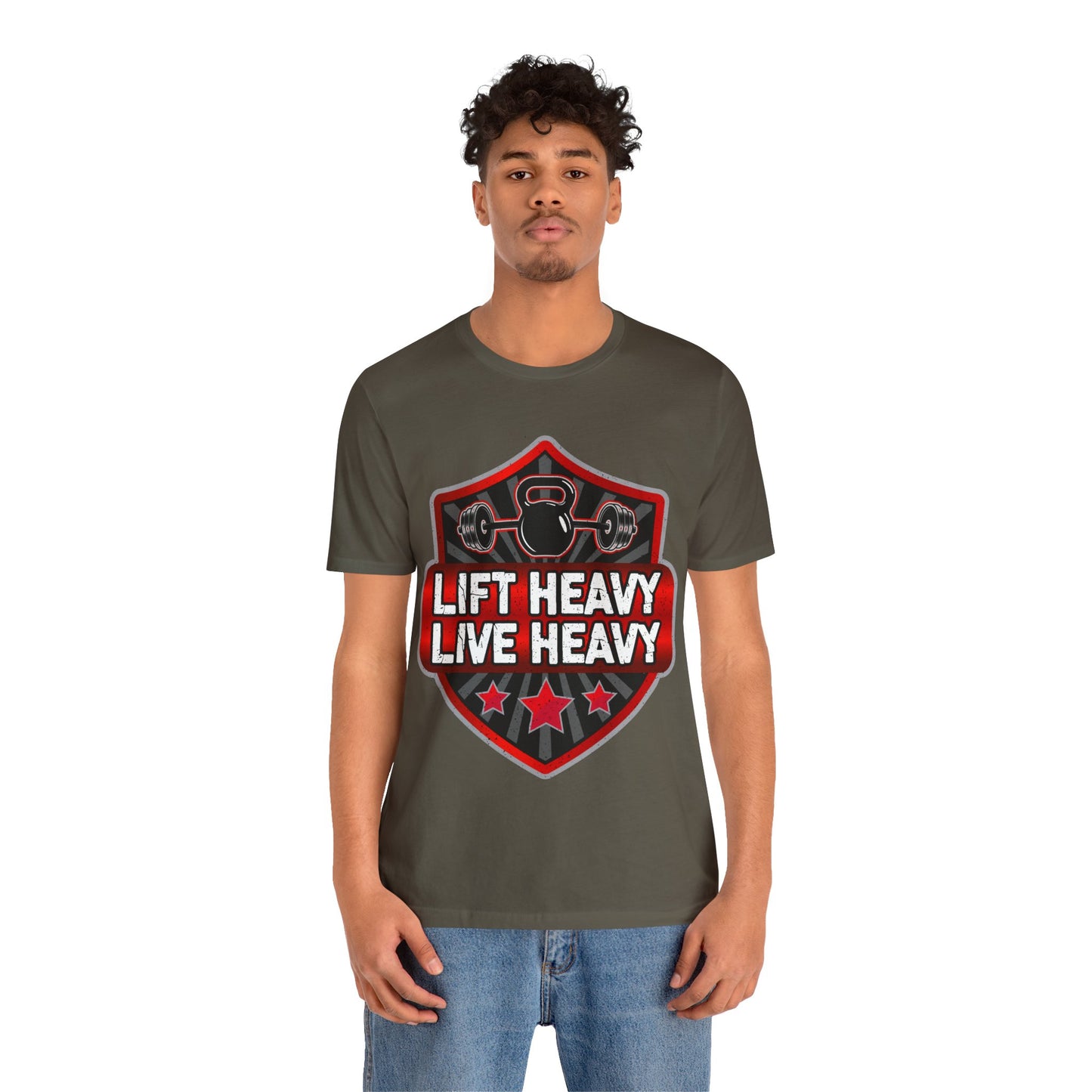 Lift Heavy Live Heavy T-Shirt, Gym Workout Fitness T-Shirt