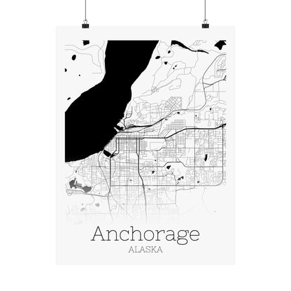 Anchorage Alaska City Map Matte Vertical Posters