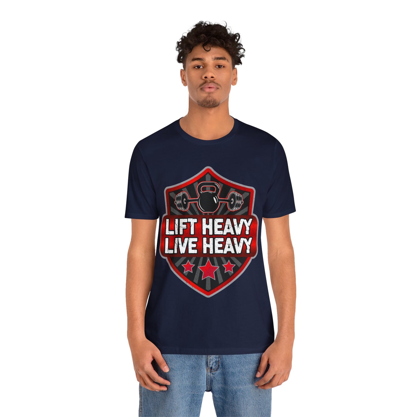 Lift Heavy Live Heavy T-Shirt, Gym Workout Fitness T-Shirt