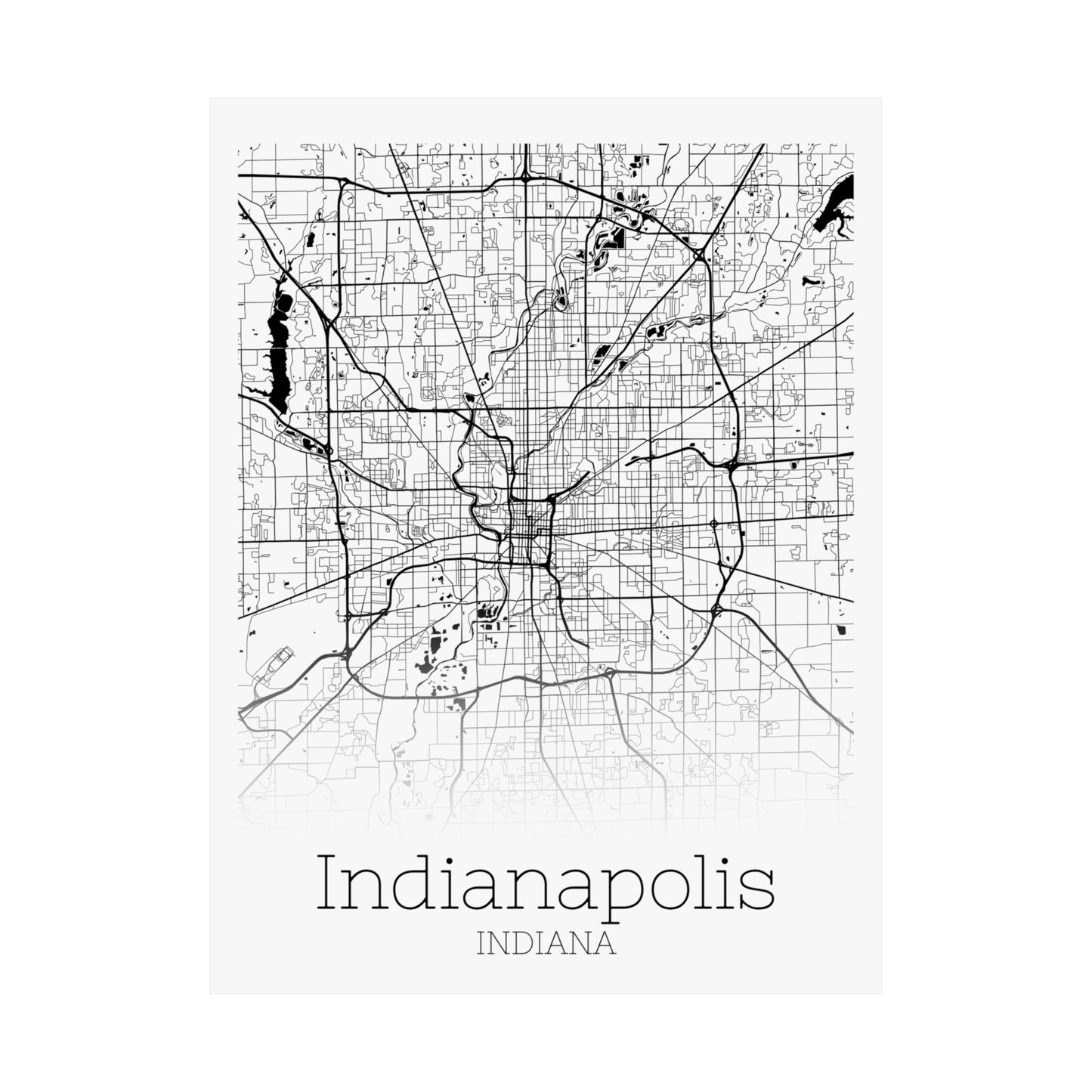 Indianapolis Indiana City Map Matte Vertical Posters