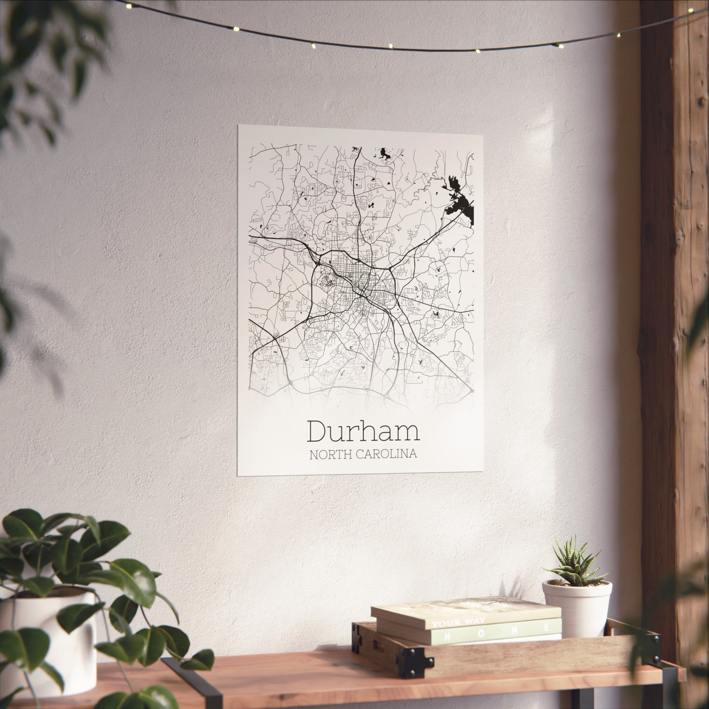 Durham North Carolina City Map Matte Vertical Posters