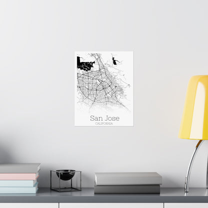 San Jose California City Map Matte Vertical Posters