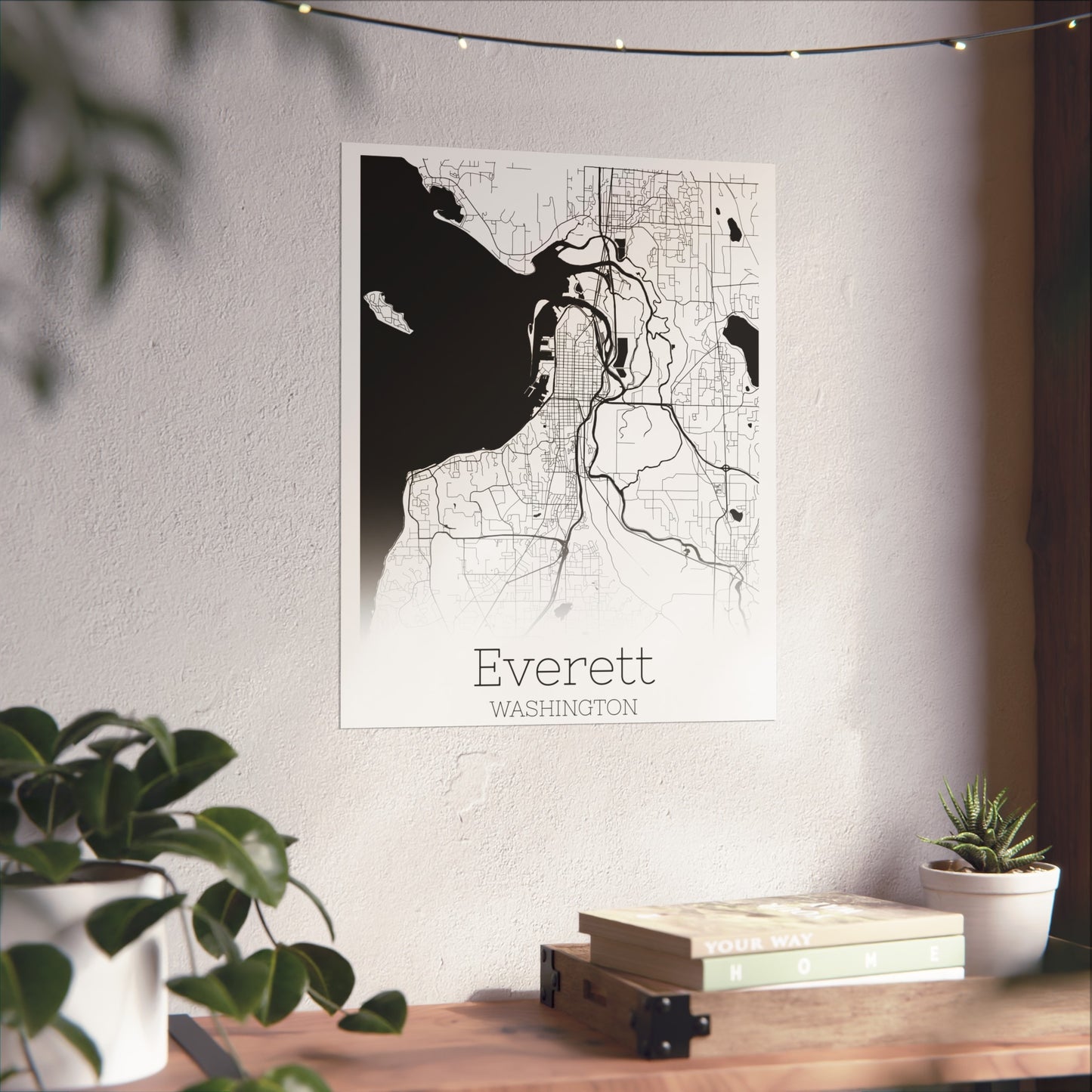 Everett Washington City Map Matte Vertical Posters