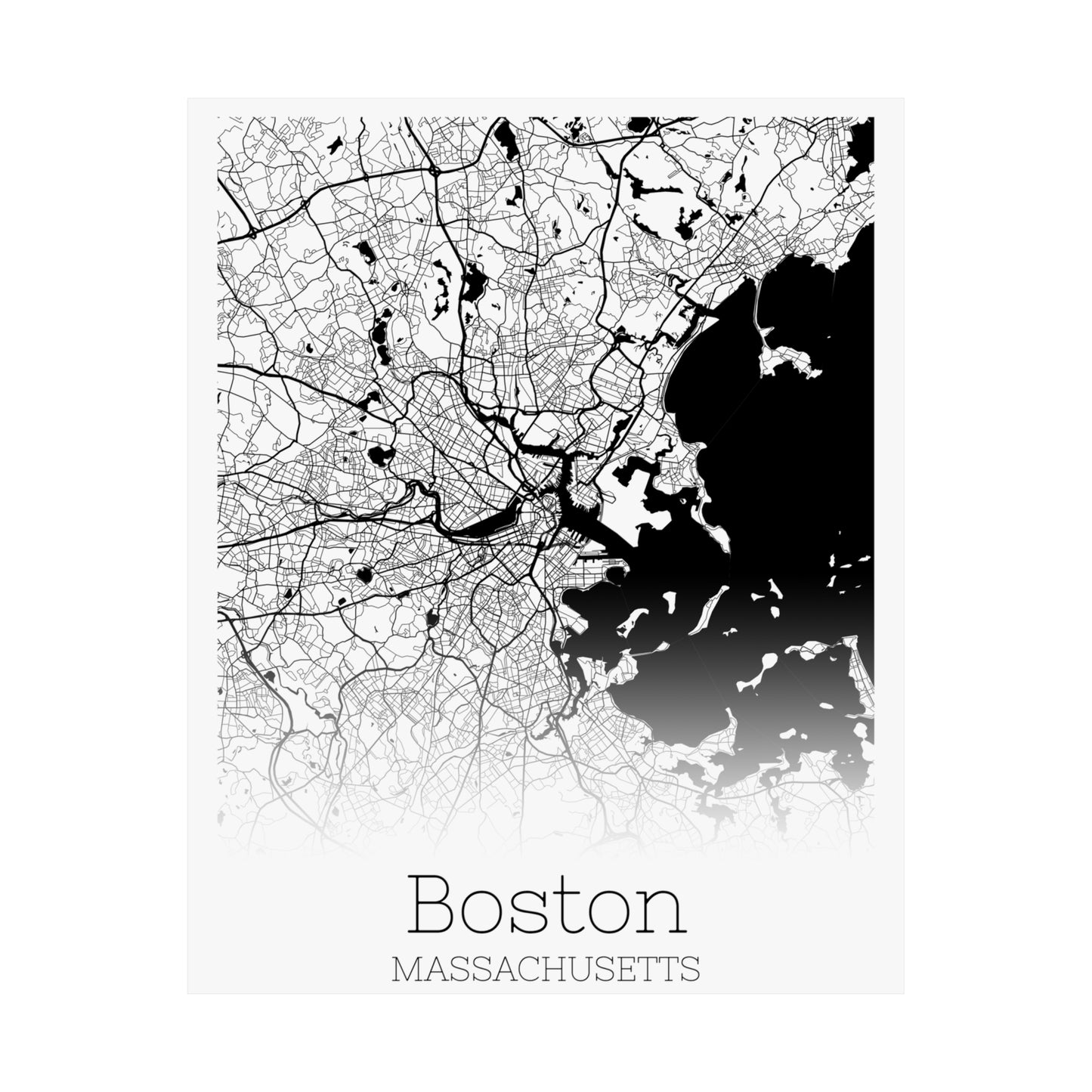 Boston Massachusetts City Map Matte Vertical Posters