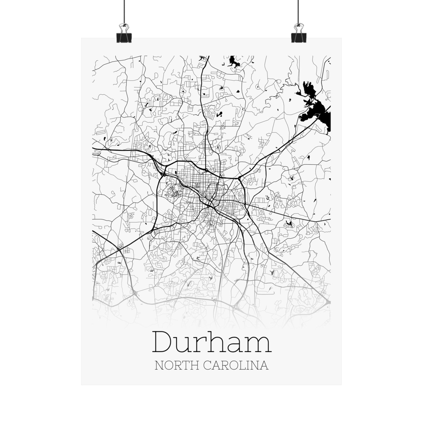 Durham North Carolina City Map Matte Vertical Posters