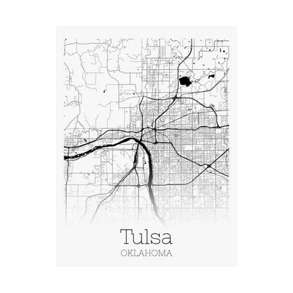 Tulsa Oklahoma City Map Matte Vertical Posters