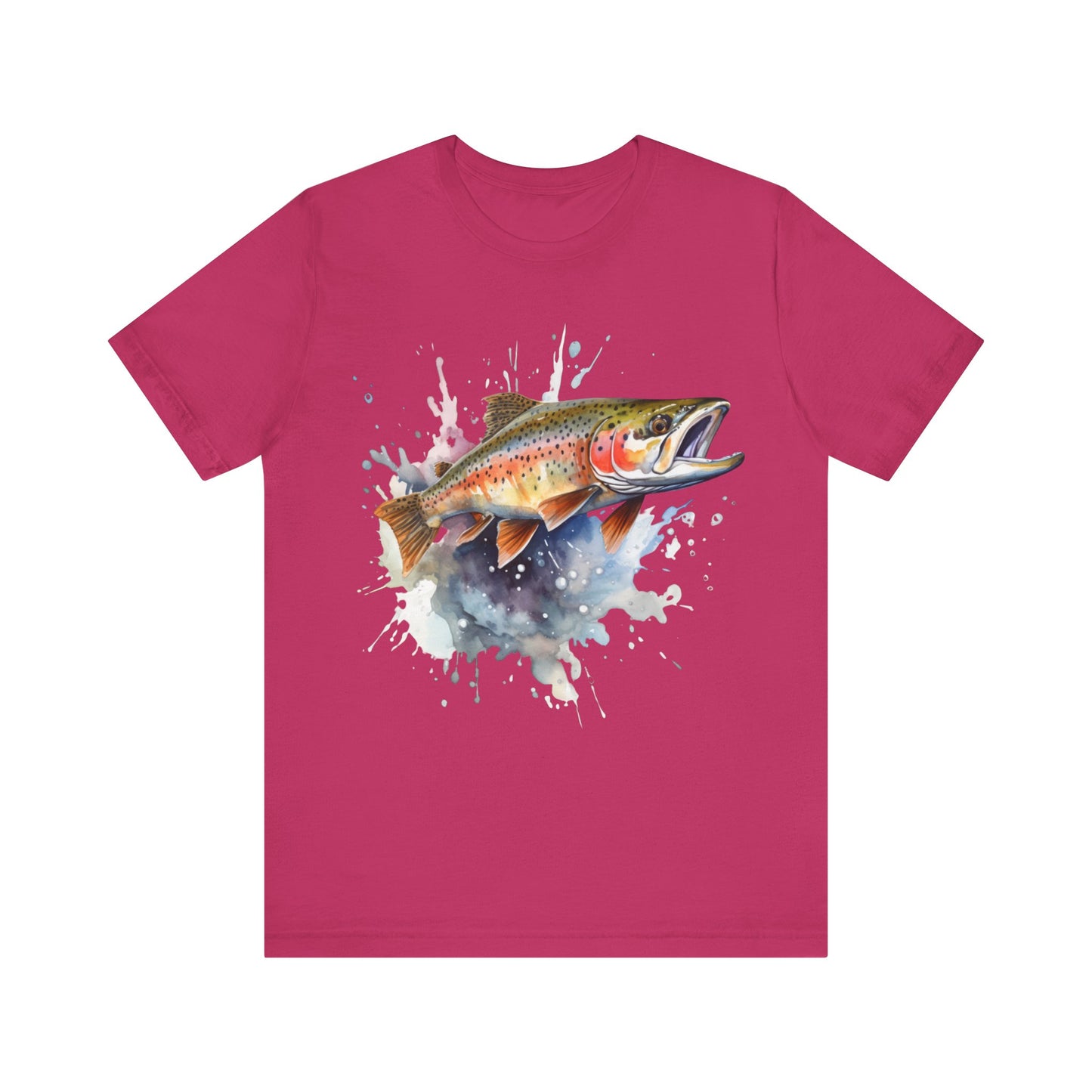 Trout Jumping T-Shirt, Trout Design, Fishing, Rainbow Trout, Fish Design T-Shirt