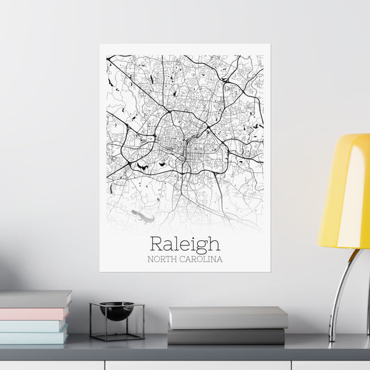 Raleigh North Carolina City Map Matte Vertical Posters