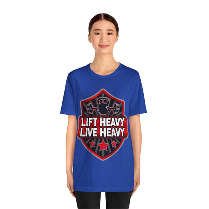 Lift Heavy Live Heavy T-Shirt, Gym Workout Fitness T-Shirt