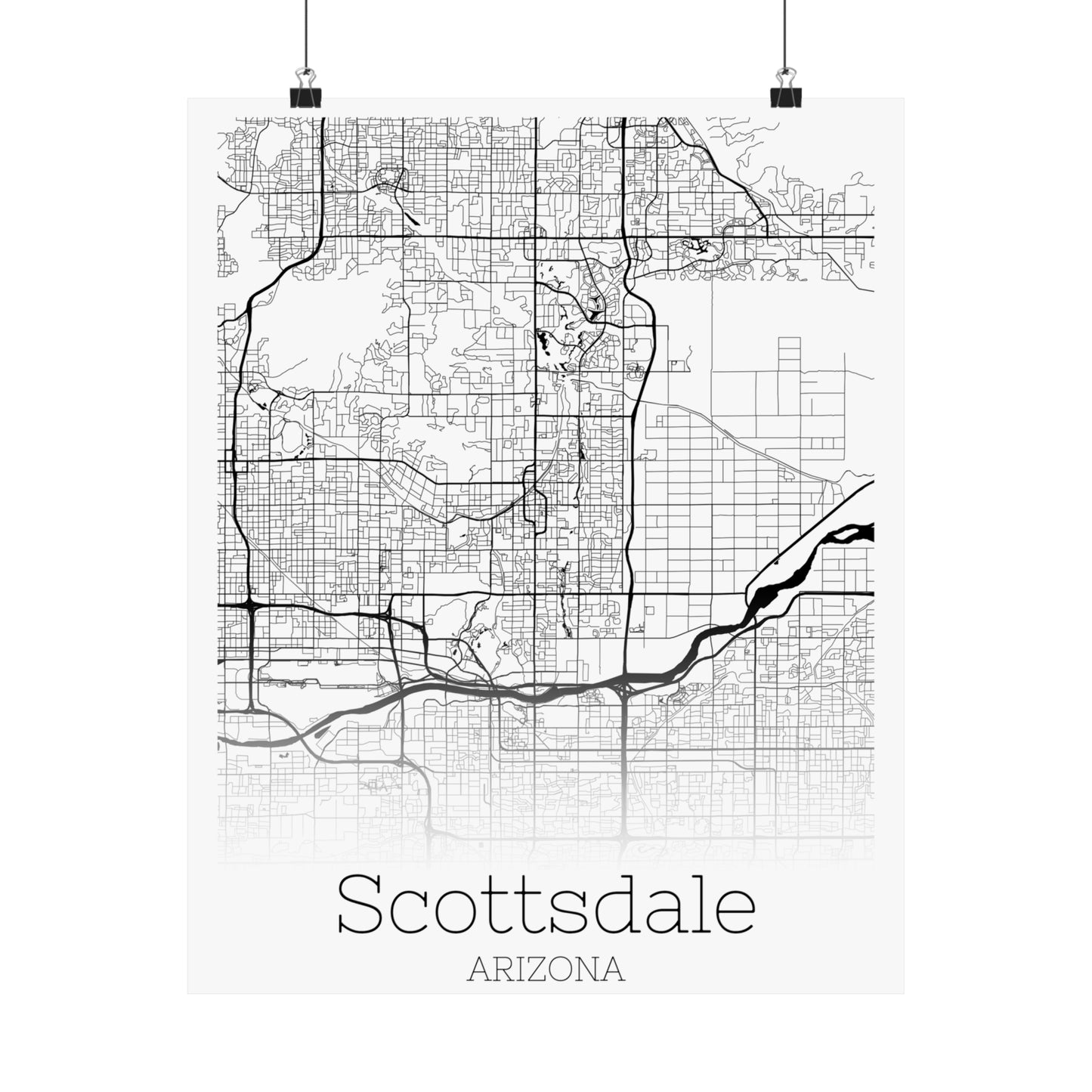 Scottsdale Arizona City Map Matte Vertical Posters