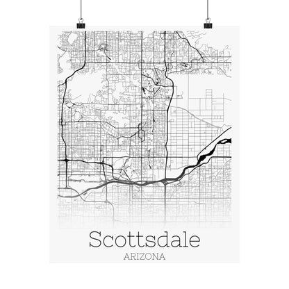 Scottsdale Arizona City Map Matte Vertical Posters