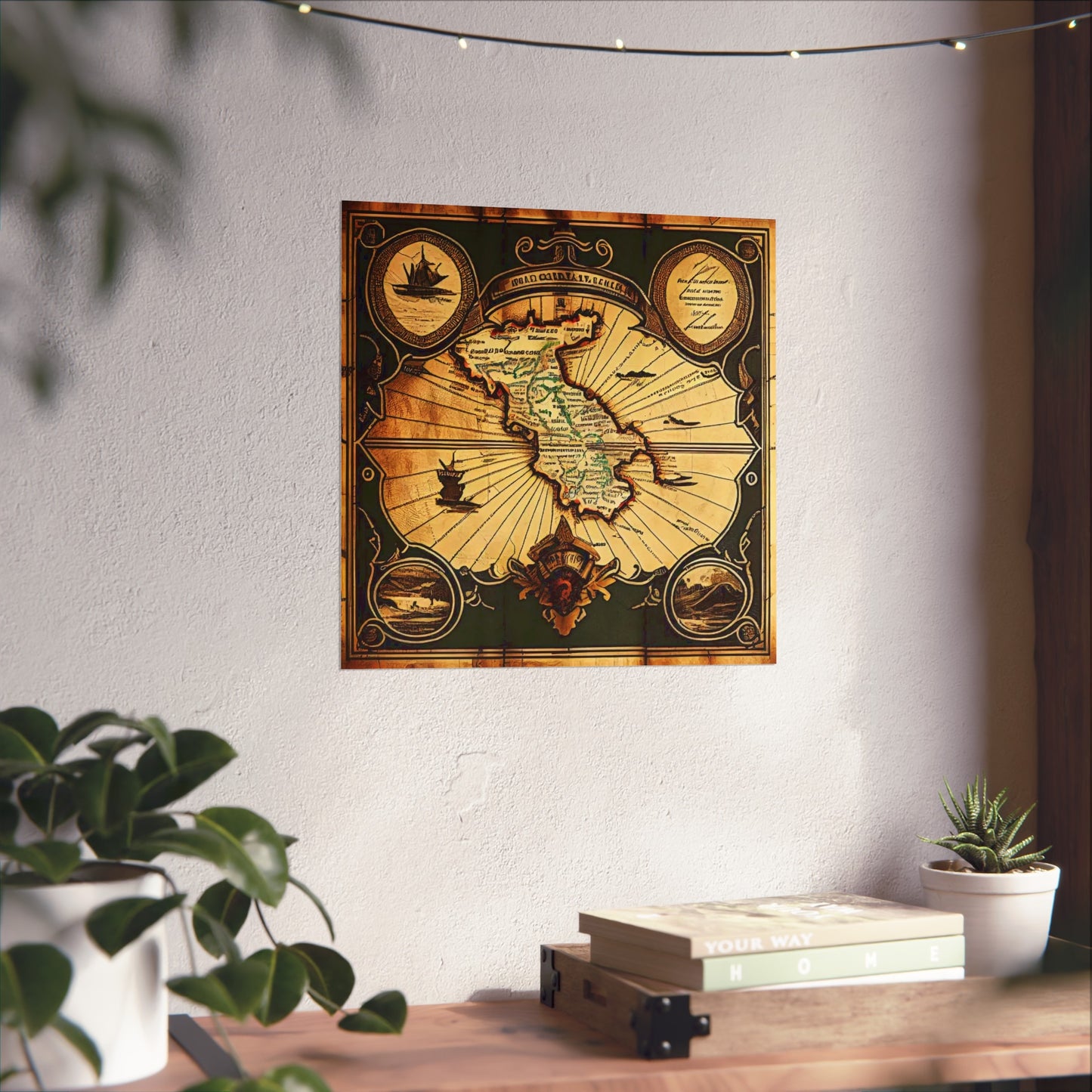 Old Map No: 19 Square Matte Poster, Vintage Poster