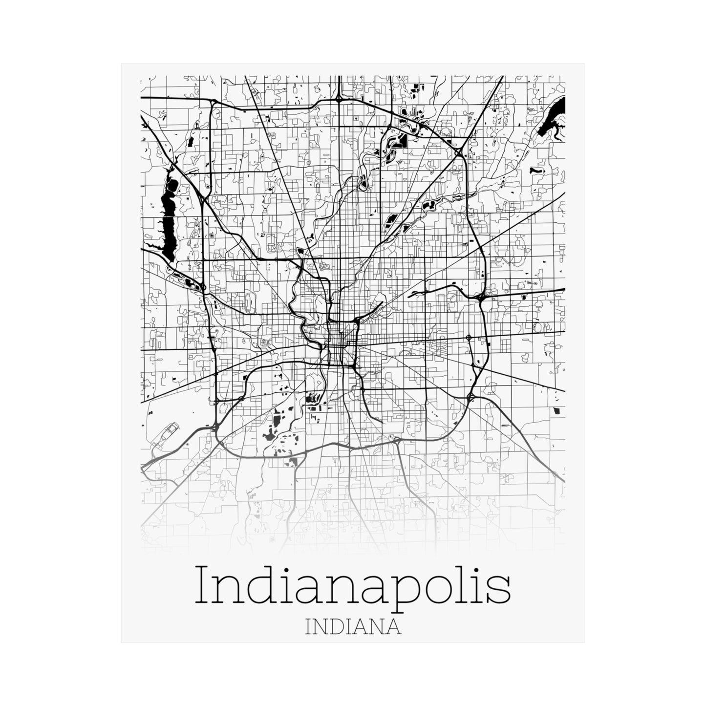 Indianapolis Indiana City Map Matte Vertical Posters