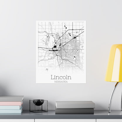 Lincoln Nebraska City Map Matte Vertical Posters