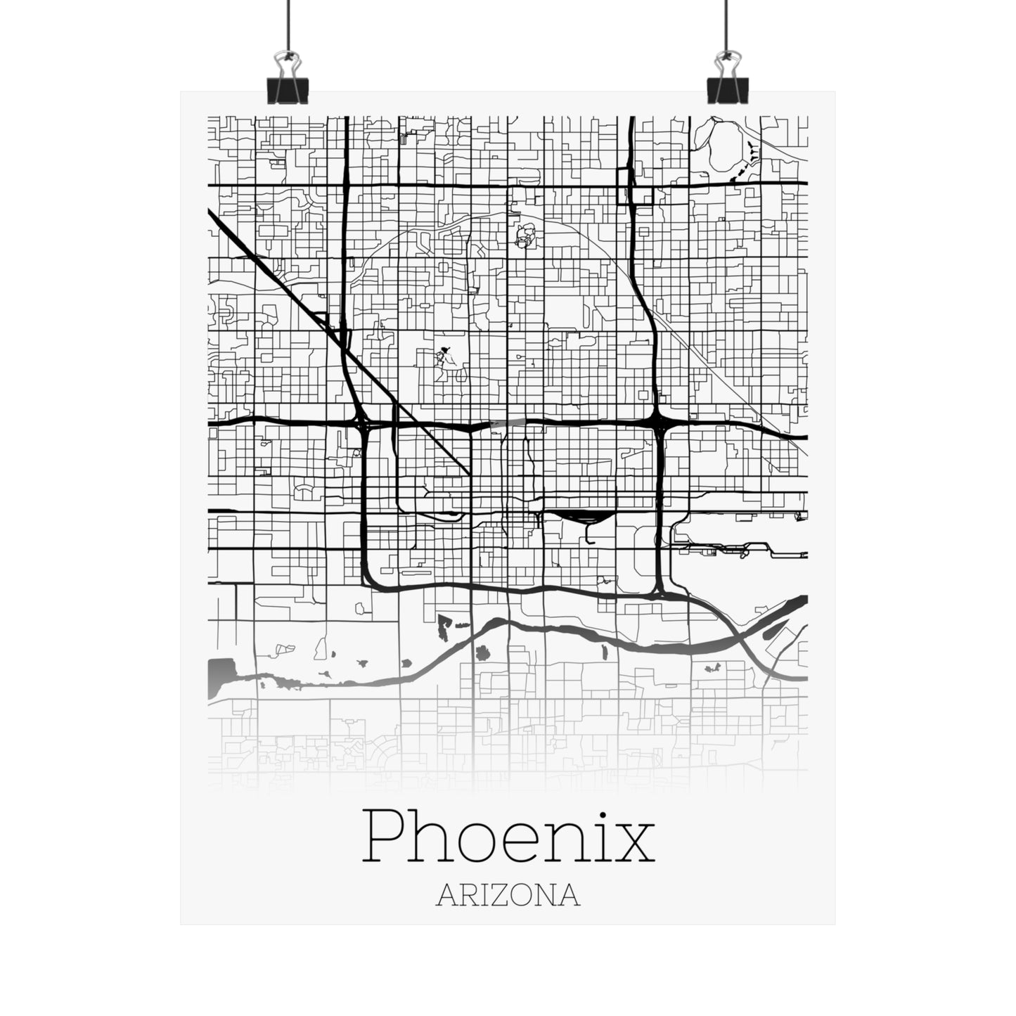 Phoenix Arizona City Map Matte Vertical Posters