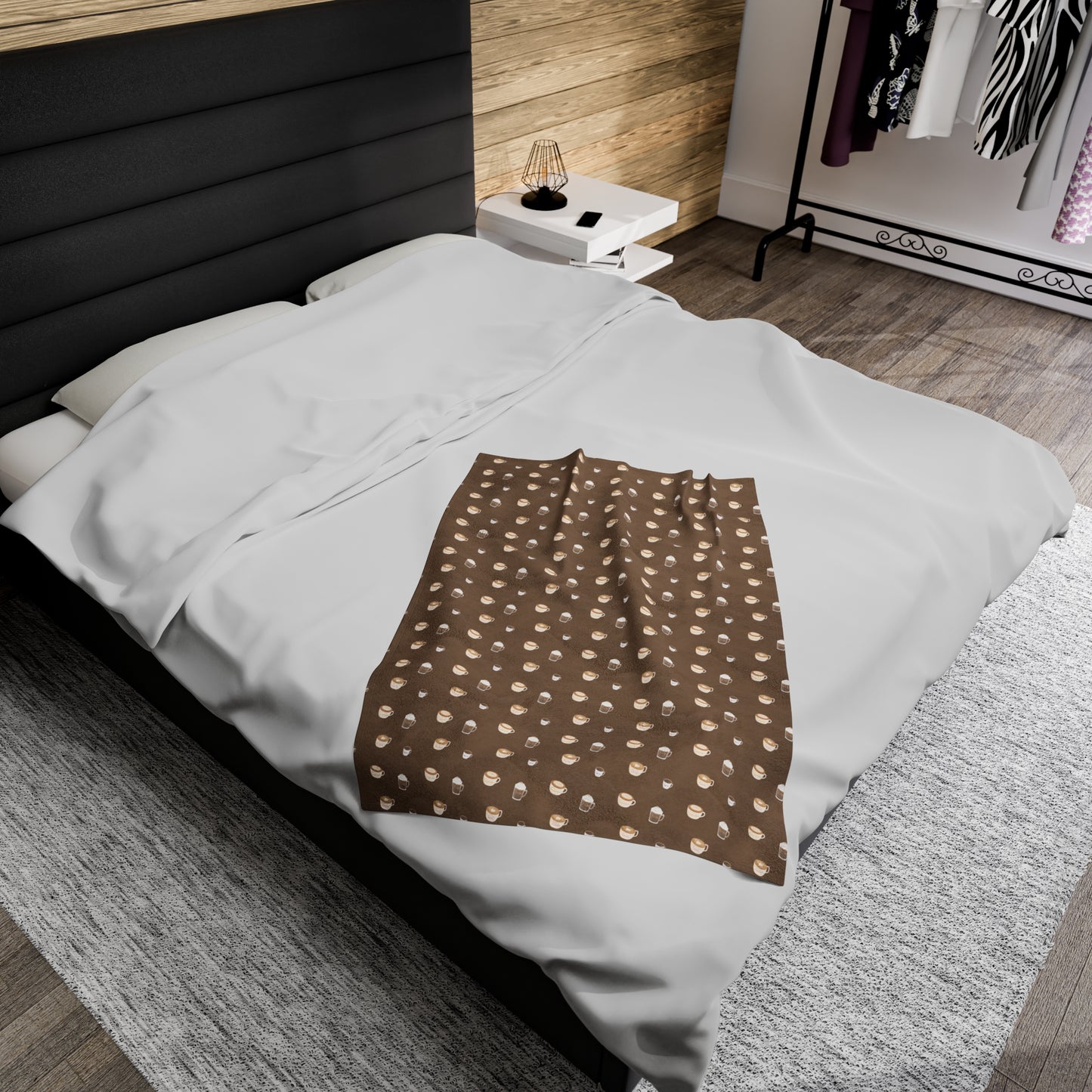 Hot and Cold Coffee Dark pattern Velveteen Plush Blanket