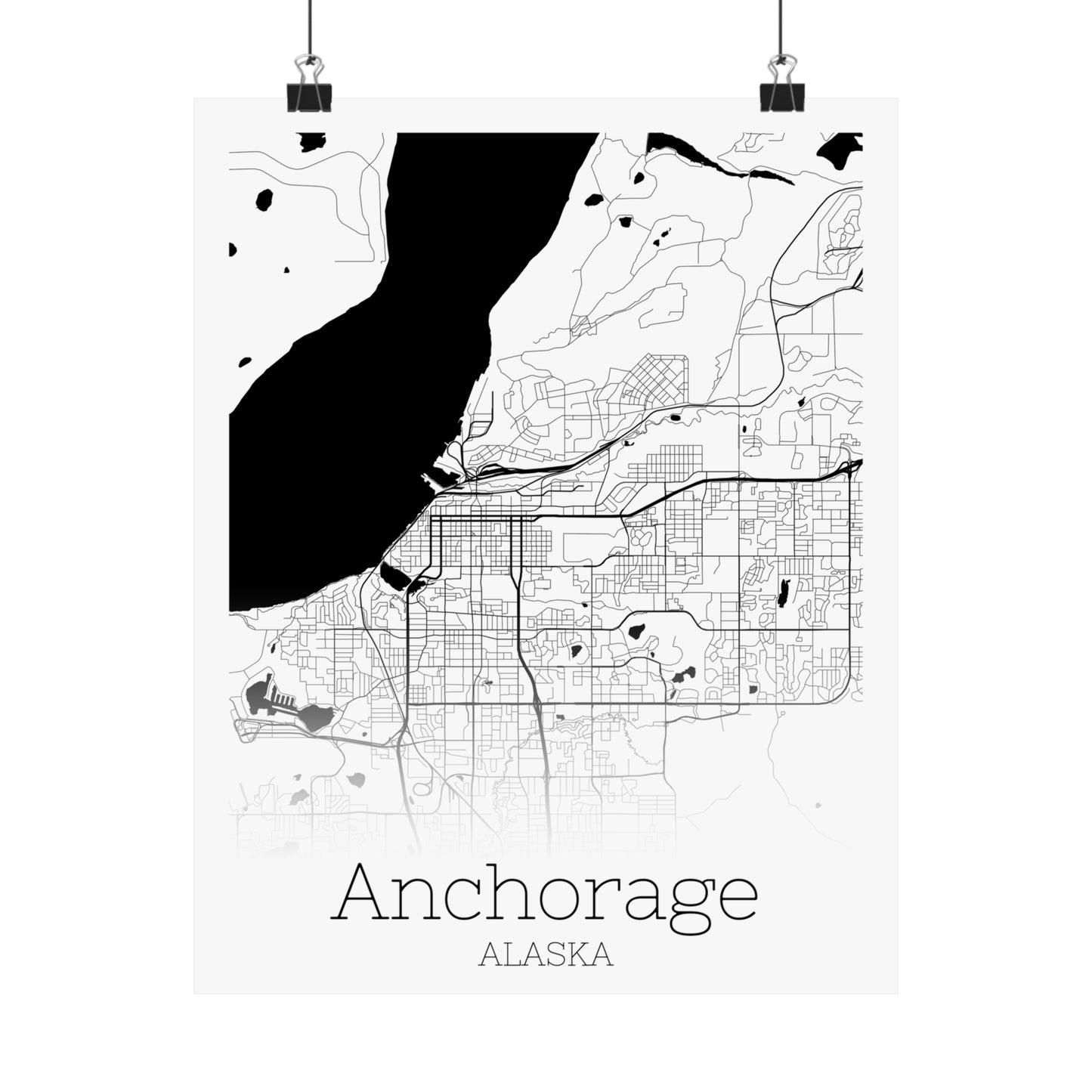 Anchorage Alaska City Map Matte Vertical Posters