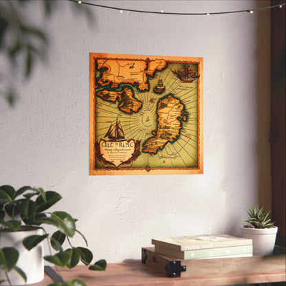 Old Map No: 03 Square Matte Poster, Vintage Poster