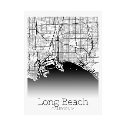 Long Beach California City Map Matte Vertical Posters