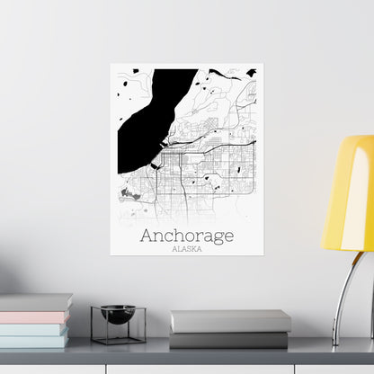 Anchorage Alaska City Map Matte Vertical Posters