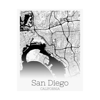 San Diego California City Map Matte Vertical Posters