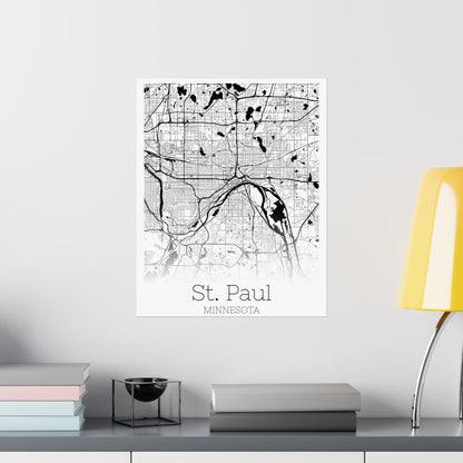 St Paul Minnesota City Map Matte Vertical Posters