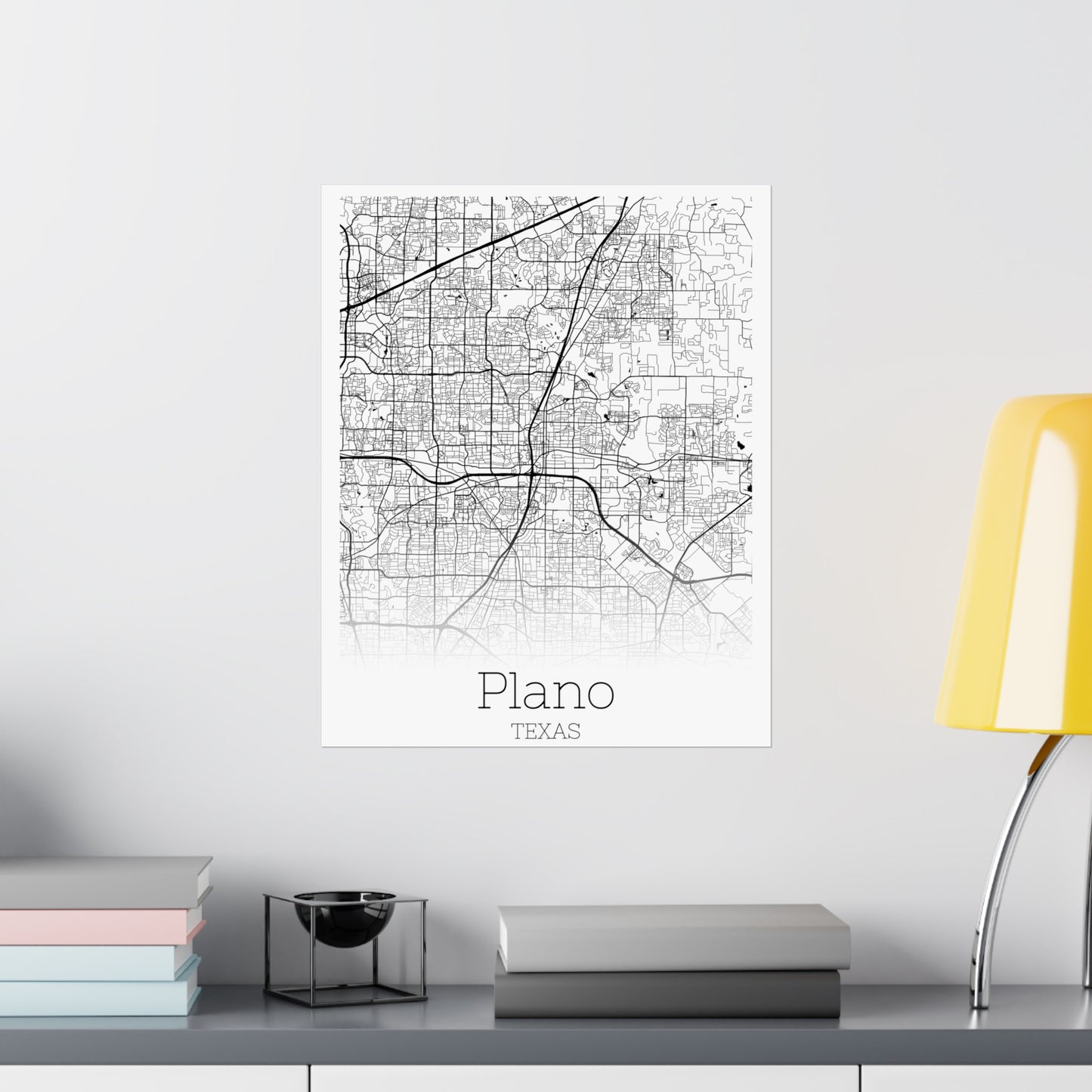 Plano Texas City Map Matte Vertical Posters