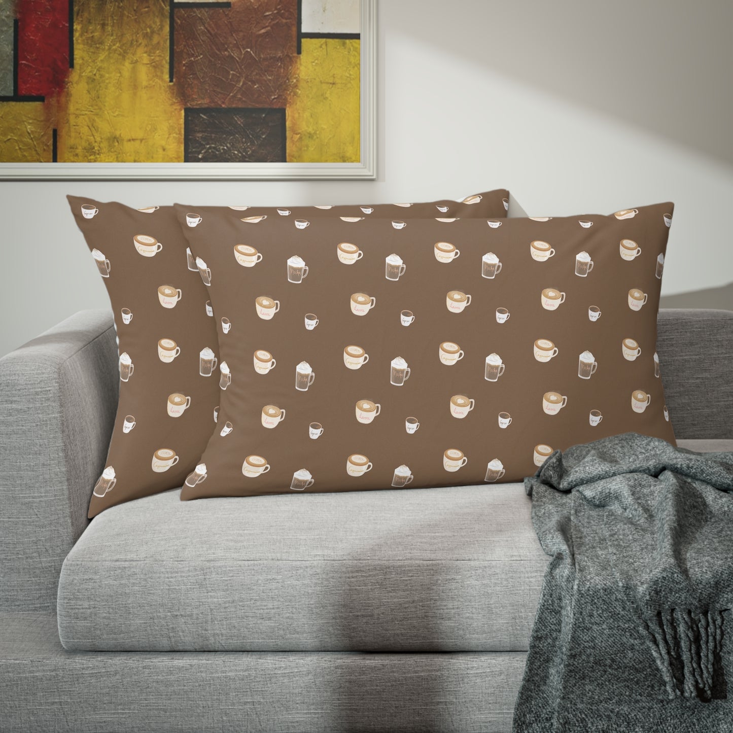 Hot and Cold Coffee Dark pattern Pillow Sham