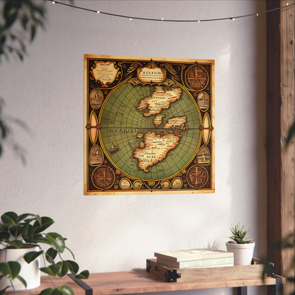 Old Map No: 17 Square Matte Poster, Vintage Poster