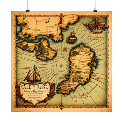 Old Map No: 03 Square Matte Poster, Vintage Poster