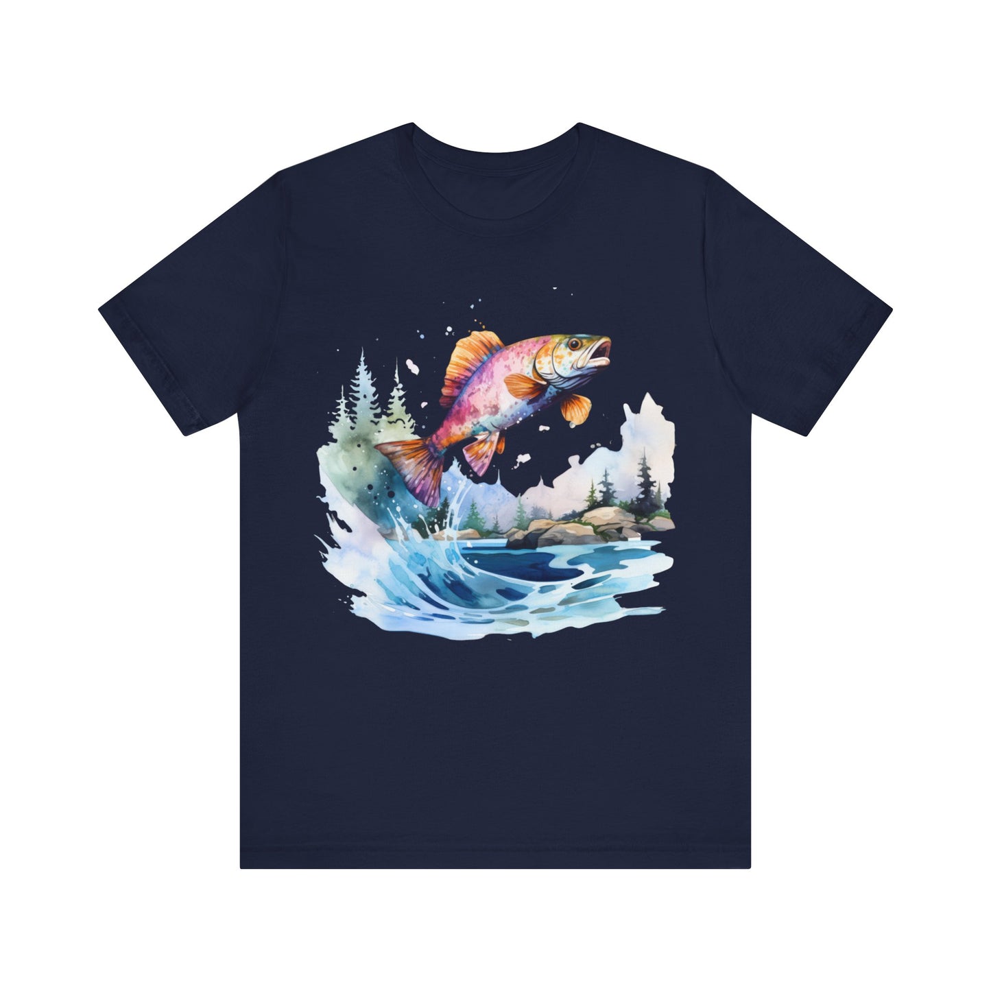 Fish Jumping View of Shore T-Shirt, Fishing, Fish Design, Colorful Fish T-Shirt