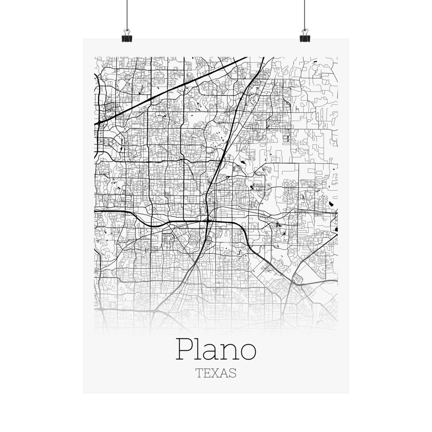 Plano Texas City Map Matte Vertical Posters