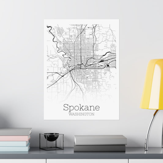 Spokane Washington City Map Matte Vertical Posters