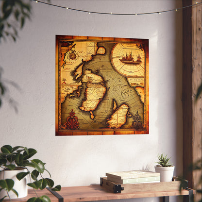 Old Map No: 06 Square Matte Poster, Vintage Poster