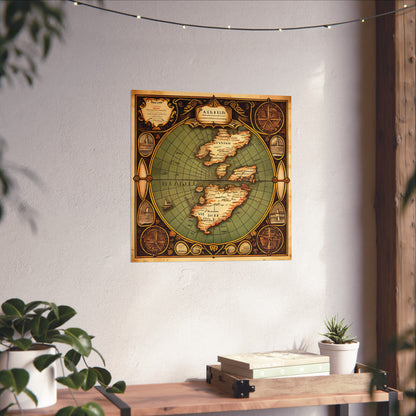 Old Map No: 17 Square Matte Poster, Vintage Poster