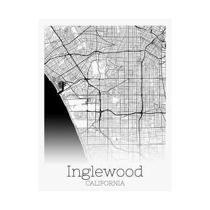 Inglewood California City Map Matte Vertical Posters