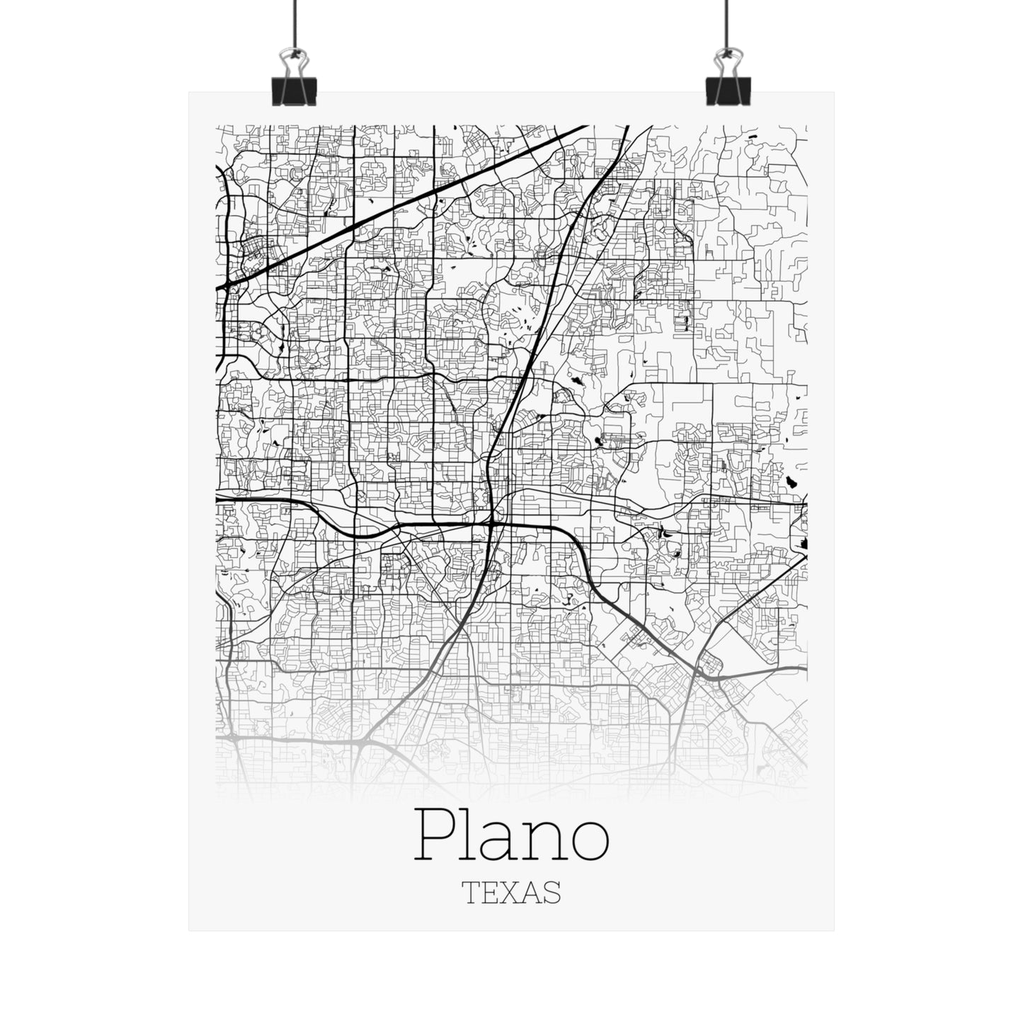 Plano Texas City Map Matte Vertical Posters