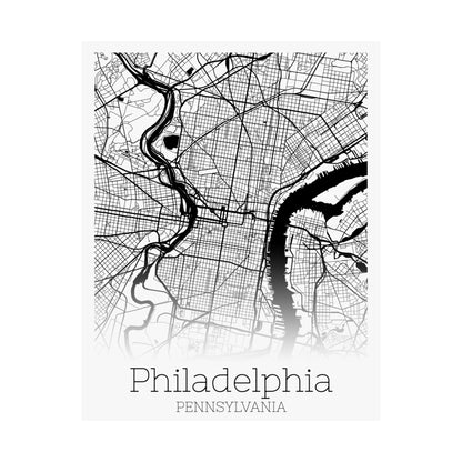 Philadelphia Pennsylvania City Map Matte Vertical Posters