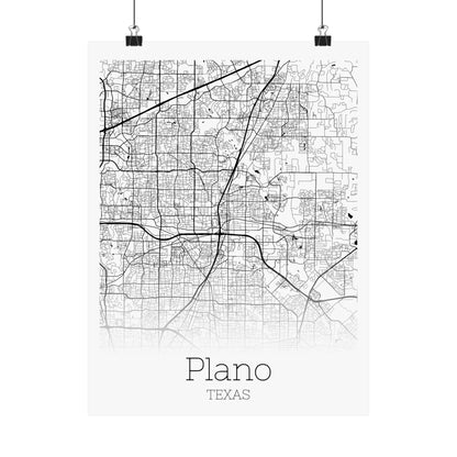 Plano Texas City Map Matte Vertical Posters