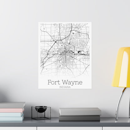 Fort Wayne Indiana City Map Matte Vertical Posters